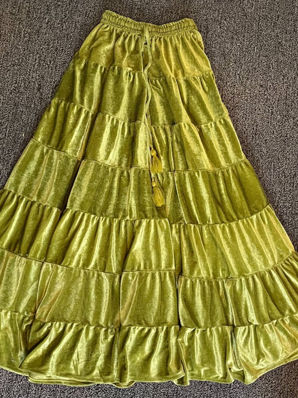 Green Velvet Maxi Skirt (Karma Nepal Crafts)
